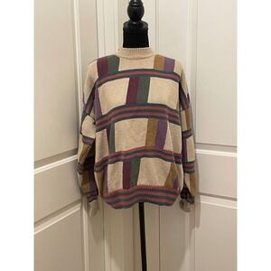 Structure Mens Geometric Pattern Knit Sweater‎ Long Sleeve Size L